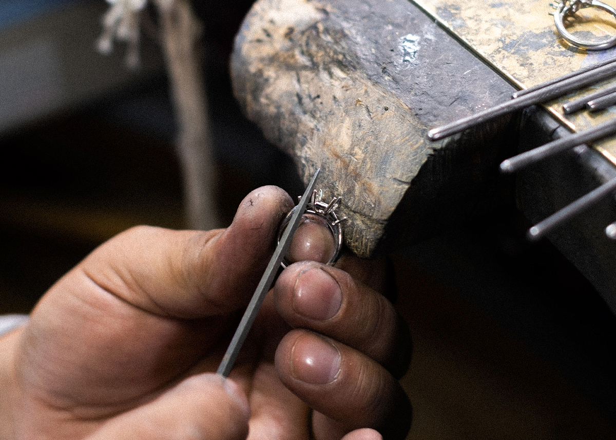 Bespoke ring being made in the Dimond London studio.