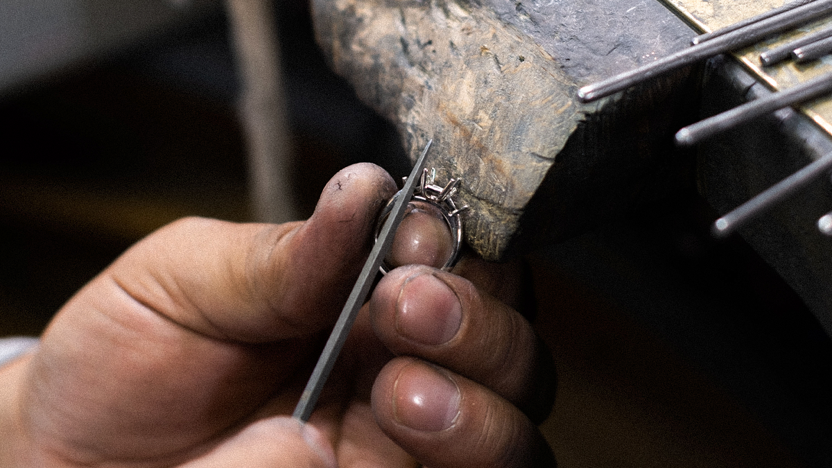 Bespoke ring being made in the Dimond London studio.