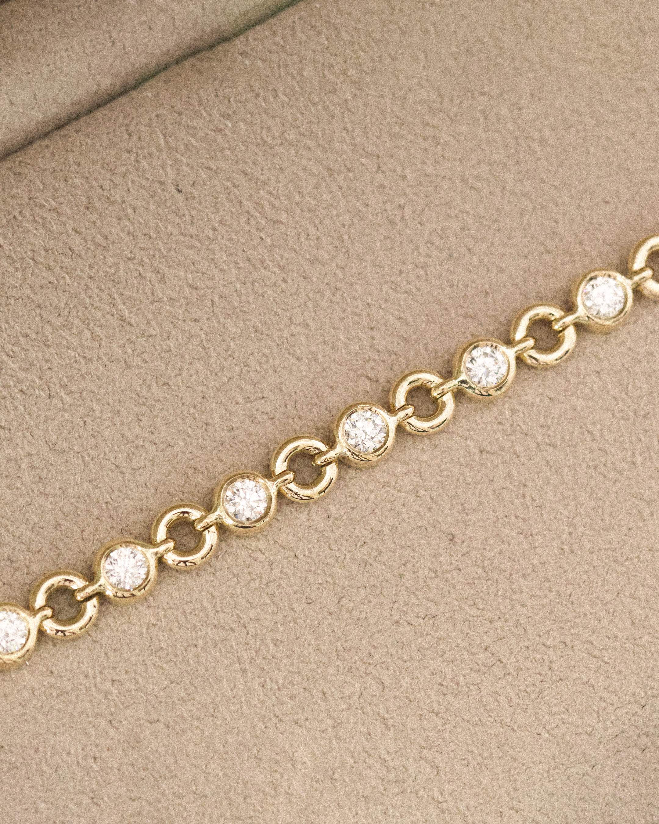 Bespoke brilliant diamond and yellow gold chain bracelet.